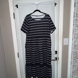 Amazon Essentials Black and White Striped Maxi Dress